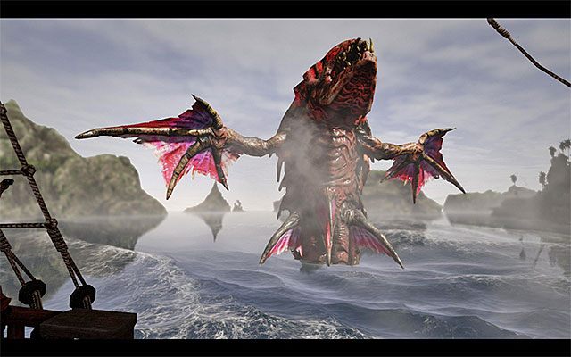 Atakuj ogromną bestię do momentu pozbawienia jej całego paska zdrowia - Attack on the High Seas (Atak na pełnym morzu) | Pozostałe zadania | Risen 3 - Risen 3: Władcy Tytanów - poradnik do gry