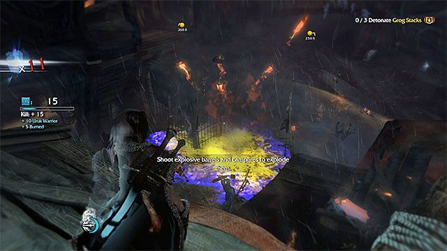 Wysadzanie składowisk grogu to jedna z wielu odmian zadań polegających na wywabianiu wodzów - Dodatkowa misja - Kill the Warchiefs (Zabij wodzów) | Główne misje - Śródziemie: Cień Mordoru - poradnik do gry