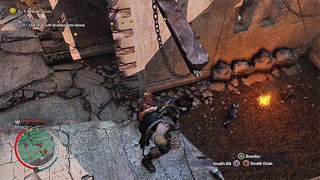 Zaczekaj aż ork ustawi się pod Talionem i wciśnij przycisk umiejętności Brutalize - Borrowed Blades (Pożyczone ostrza) | Misje ratowania ludzi - Śródziemie: Cień Mordoru - poradnik do gry