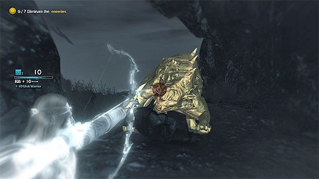 Karagora możesz atakować na dystans lub w walce wręcz (staje się wtedy bardzo niebezpieczny) - 4 - An Interested Party (Zainteresowana strona) | Środziemie Cień Mordoru - Śródziemie: Cień Mordoru - poradnik do gry