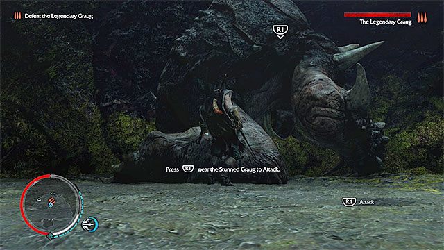 Podbiegnij do bezbronnego grauga i zaatakuj go - 17 - The Great White Graug (Ogromny biały graug) | Główne misje - Śródziemie: Cień Mordoru - poradnik do gry