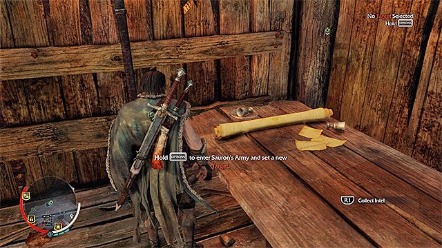 Jednym z alternatywnych sposobów pozyskiwania wiedzy na temat członków armii Saurona jest odnajdywanie interaktywnych dokumentów takich jak ten pokazany na powyższym obrazku - Zdobywanie informacji na temat członków armii Saurona | Armia Saurona (System Nemezis) - Śródziemie: Cień Mordoru - poradnik do gry