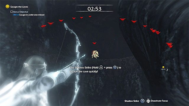 Zauważ, że gra odblokowała ci dostęp do ataku Shadow Strike (Uderzenie z cienia) i przyda ci się on już w trakcie ucieczki z jaskini - 8 - The One Truth (Jedna prawda) | Główne misje Środziemie Cień Mordoru - Śródziemie: Cień Mordoru - poradnik do gry