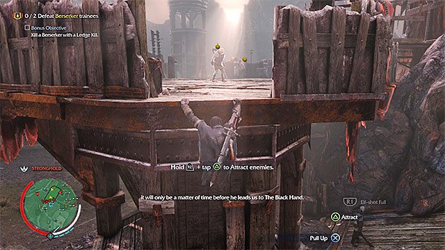 Wyrusz w stronę platformy treningowej zlokalizowanej na wprost od miejsca startu - 9 - The Warchief (Wódz) | Główne misje Środziemie Cień Mordoru - Śródziemie: Cień Mordoru - poradnik do gry