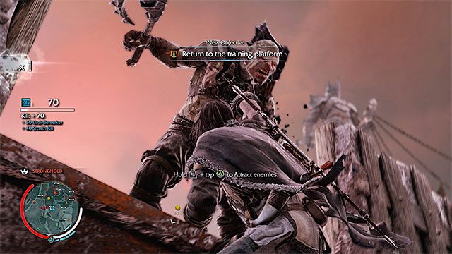 Zaczekaj aż berseker ustawi się przy krawędzi i go zrzuć - 9 - The Warchief (Wódz) | Główne misje Środziemie Cień Mordoru - Śródziemie: Cień Mordoru - poradnik do gry