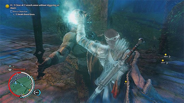 Orka możesz najłatwiej po cichu napiętnować zachodząc go od tyłu - 18 - The Cure (Lekarstwo) | Główne misje Środziemie Cień Mordoru - Śródziemie: Cień Mordoru - poradnik do gry