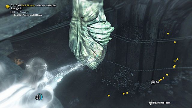 Karagory pojawią się w okolicy po zrzuceniu przynęt - Jaws of Steel - Stalowe szczęki (łuk) | Misje związane z broniami - Śródziemie: Cień Mordoru - poradnik do gry