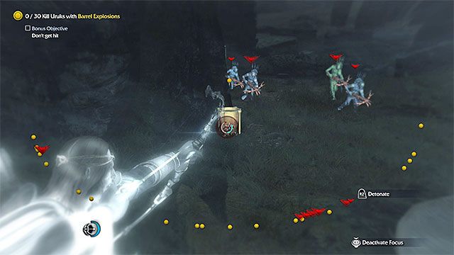 Tuż po rozpoczęciu tej misji zmuszony zostaniesz do przyjęcia defensywnej postawy, bo niewielkie wzgórze, na którym przebywasz zaczną szturmować wrodzy łucznicy - Shadow and Flame - Cień oraz płomień (łuk) | Misje związane z broniami - Śródziemie: Cień Mordoru - poradnik do gry