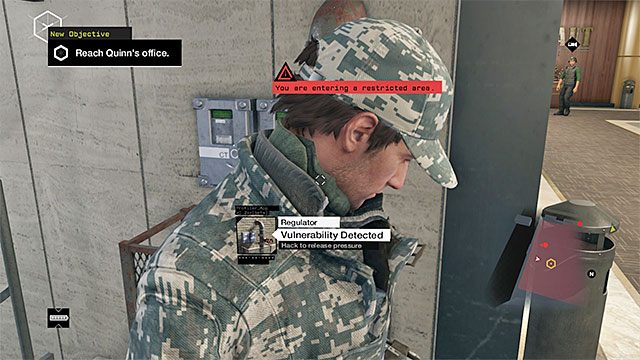 Jeżeli chcesz przejść przez cały parter pozostając niezauważonym to rozpocznij przy rekomendowanym wcześniej południowym wejściu do budynku - Misja 7 (No Turning Back #1) | Główne misje - Akt IV | Solucja Watch Dogs - Watch Dogs 1 - poradnik do gry