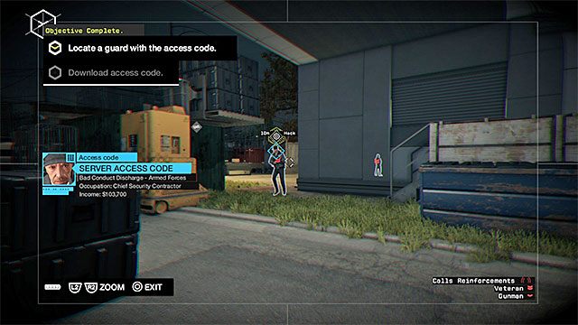 Zaczekaj aż w polu widzenia kamery wartownika znajdzie się wózek widłowy i zhakuj go - Odblokowanie misji 6 | Główne misje - Akt II | Solucja Watch Dogs - Watch Dogs 1 - poradnik do gry
