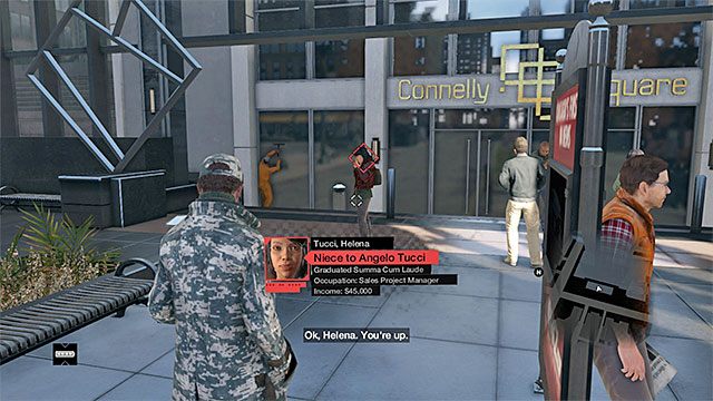 Po wejściu do budynku Connelly Square wznów proces skanowania postaci przebywających w okolicy - Misja 8 (A Wrench in the Works) | Główne misje - Akt I | Solucja Watch Dogs - Watch Dogs 1 - poradnik do gry