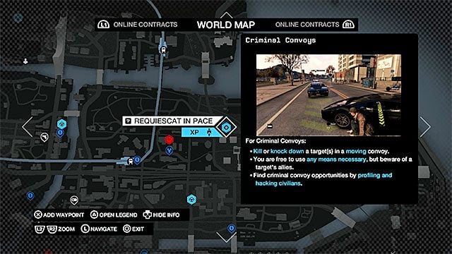 Przykładowy znacznik Zlecenia konwojowego - Sposoby odblokowywania i ogólne założenia | Zlecenia konwojowe - Watch Dogs 1 - poradnik do gry