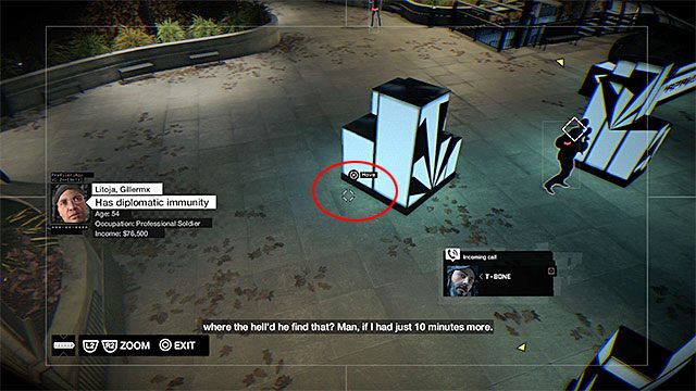 T-Bonea musisz doprowadzić w okolice schodów, nad którymi znajduje się pierwsza zhakowana kamera - Misja 3 (The Rats Lair) | Główne misje - Akt IV | Solucja Watch Dogs - Watch Dogs 1 - poradnik do gry