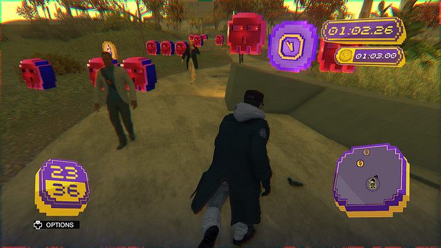 Przykładowa trasa oraz niewidoczny na radarze znacznik redukcji czasu - Wyzwania NVZN i Cash Run | Zajęcia (minigry i wyzwania) w Watch Dogs - Watch Dogs 1 - poradnik do gry