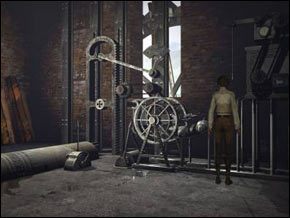 Teraz musimy dostarczyć materiał do produkcji, który znajduje się w wiacie obok fabryki (należy się wrócić do dziedzińca z fontanną i wybrać ścieżkę prowadzącą w lewy górny róg ekranu) - Poradnik do gry Syberia - [Część I] Valadilene - Syberia - poradnik do gry