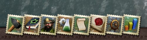 Ten pasek ze znaczkami zawiera wszystkie ważne opcje do zarządzania i kontroli twojej wyspy - Poradnik do gry - 1. Interfejs w Tropico 5 - Tropico 5 w 10 prostych krokach