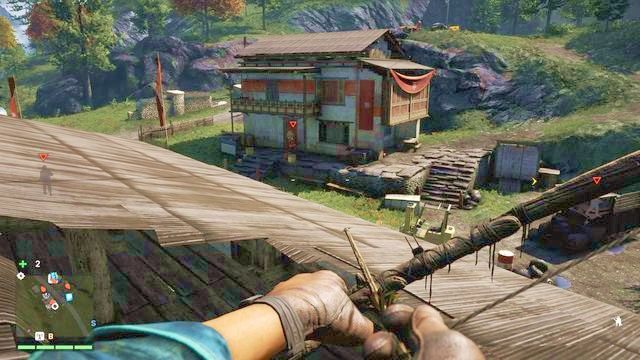 Z dachu będziesz miał dobry widok na okolicę. W łatwy sposób wykończysz także dwóch przeciwników wchodzących do budynku. - Spedycja cegielni Rochan | Strażnice - Jeden alarm | Far Cry 4 - Far Cry 4 - poradnik do gry