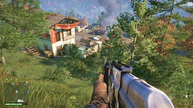 Najtrudniej będzie załatwić przechadzającego się po środku opancerzonego przeciwnika. - Posiadłość Kheta | Strażnice - Jeden alarm | Far Cry 4 - Far Cry 4 - poradnik do gry