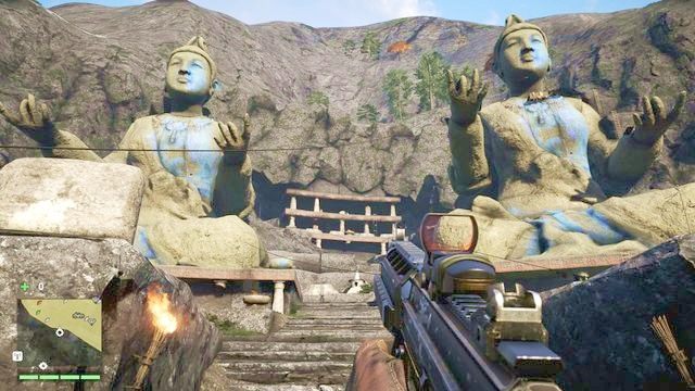 Po zniszczeniu pierwszego pomnika uważaj na snajpera znajdującego się centralnie na wprost. - Śpiący święci | Zadania główne w Far Cry 4 - Far Cry 4 - poradnik do gry