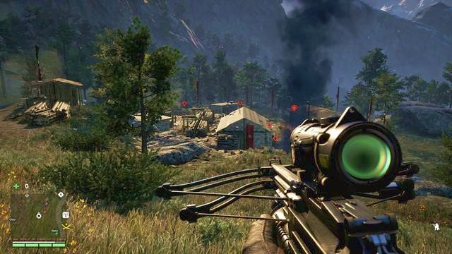 Z dalsza oznacz jak najwięcej wrogów, aby mieć dobry przegląd sytuacji. - Obóz drwali Keo | Strażnice - Dwa alarmy | Far Cry 4 - Far Cry 4 - poradnik do gry