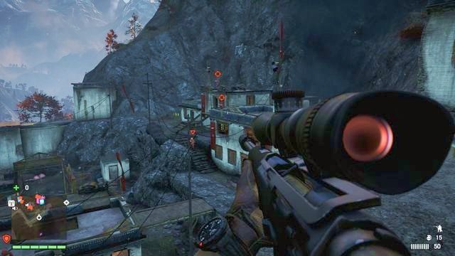 Po wyeliminowaniu snajperów załatwienie reszty przeciwników pozostając niewykrytym będzie dużo łatwiejsze. - Obóz pracy Rajgad | Fortece | Far Cry 4 - Far Cry 4 - poradnik do gry