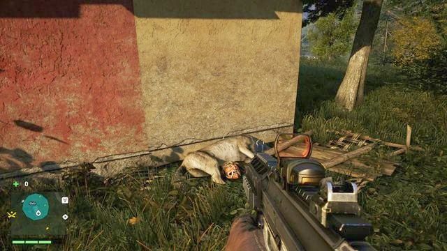 Obejdź dom z lewej strony i zlokalizuj małą drewnianą klatkę, stojącą tuż przy nim, w jego rogu - Południowy i centralny Kyrat | Maski Yalunga | Far Cry 4 - Far Cry 4 - poradnik do gry