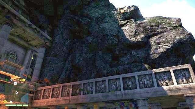 Przed wejściem do areny wysoko z prawej strony znajdziesz miejsce na zaczepienie kotwiczki. - Zastrzel posłańca | Zadania główne w Far Cry 4 - Far Cry 4 - poradnik do gry