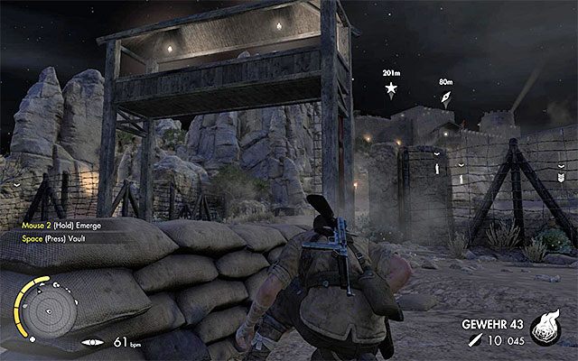 Po zdobyciu wspomnianych wcześniej dwóch sekretów radziłbym skierować się na zachód, a konkretnie w stronę ogrodzonego obozowiska (punkt 4 na mapie) - Zbadanie południowej części mapy | Misja 4 - Fort Rifugio - Sniper Elite III: Afrika - poradnik do gry