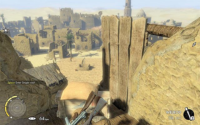 Pierwsze gniazdo snajperskie - Przedostanie się do starego miasta | Misja 5 - Siwa Oasis - Sniper Elite III: Afrika - poradnik do gry