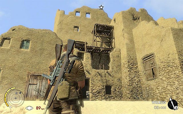 Miejsce, w którym należy przystąpić do wspinaczki - Dotarcie do punktu widokowego | Misja 5 - Siwa Oasis | Sniper Elite III Afrika - Sniper Elite III: Afrika - poradnik do gry