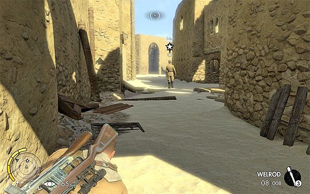 Utrzymuj się w bezpiecznej odległości i unikaj hałasowania - Zidentyfikowanie i śledzenie wrogiego oficera | Misja 5 - Siwa Oasis - Sniper Elite III: Afrika - poradnik do gry