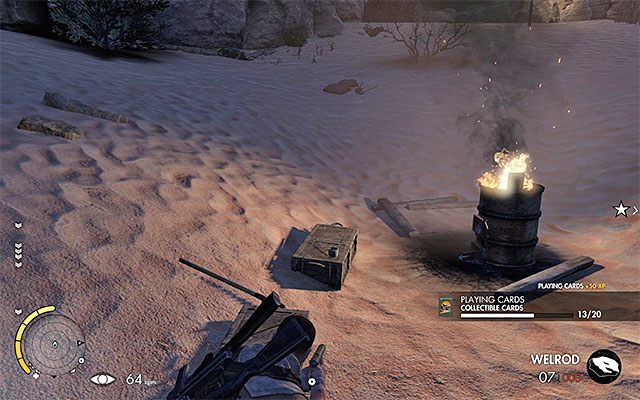 Kartę kolekcjonerską pozostawiono w odosobnionym miejscu - Eksploracja zachodniej części lotniska | Misja 7 - Pont Du Fahs Airfield - Sniper Elite III: Afrika - poradnik do gry