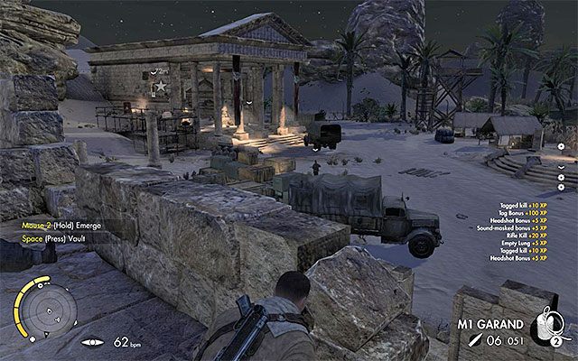 Wrogowie rozstawieni są wokół budynku - Wyeliminowanie czwartego wrogiego oficera | Misja 2 - Gaberoun - Sniper Elite III: Afrika - poradnik do gry