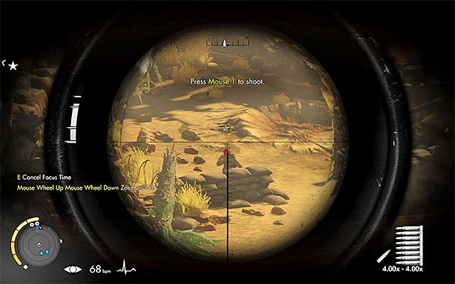 Czerwony diament informuje o miejscu, w które poleci wystrzelony pocisk - Korzystanie z broni snajperskiej | Porady w Sniper Elite III Afrika - Sniper Elite III: Afrika - poradnik do gry