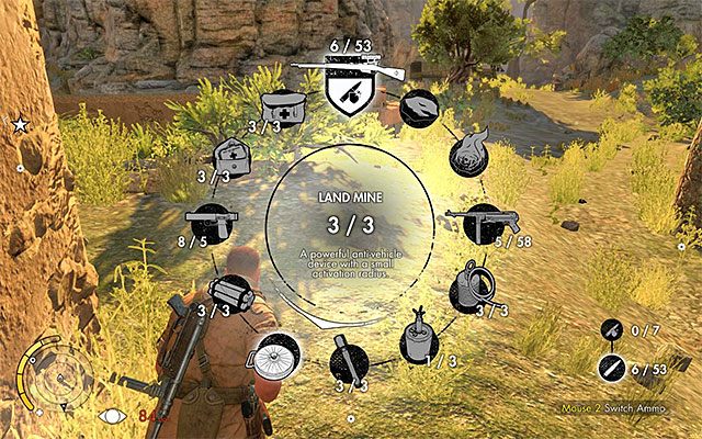 Główny bohater gry oprócz karabinu snajperskiego dysponuje także wieloma innymi elementami wyposażenia - Elementy wyposażenia | Porady w Sniper Elite III Afrika - Sniper Elite III: Afrika - poradnik do gry