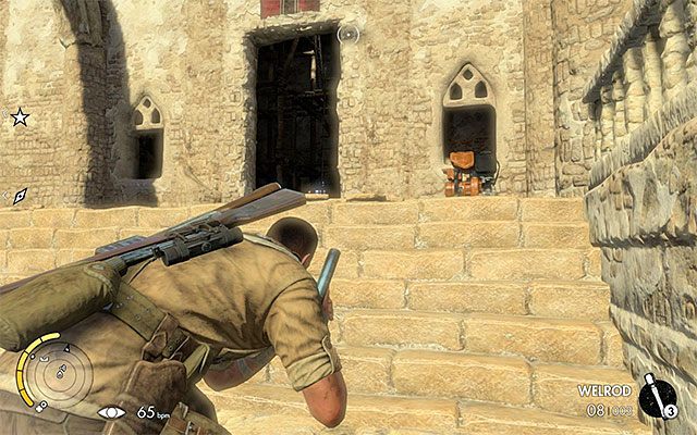 Wejdź do północnego budynku i wdrap się na szczyt wieży - Dalekie strzały | Sekrety - Misja 5 | Sniper Elite III Afrika - Sniper Elite III: Afrika - poradnik do gry