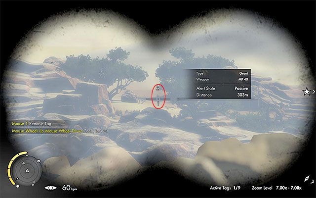 Po zajęciu miejsca w gnieździe wyceluj ze snajperki w przeciwnika oddalonego o kilkaset metrów od bohatera - Dalekie strzały | Sekrety - Misja 5 | Sniper Elite III Afrika - Sniper Elite III: Afrika - poradnik do gry