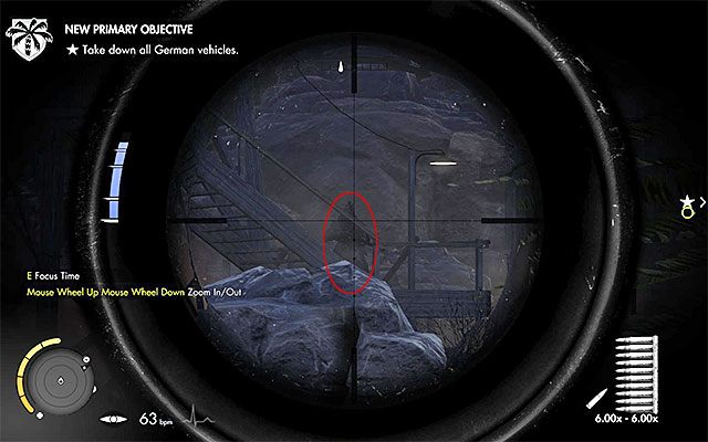 Snajper powinien przez cały czas pozostawać przy południowej wieży obserwacyjnej - Ulepszenia broni | Sekrety - Misja 7 | Sniper Elite III Afrika - Sniper Elite III: Afrika - poradnik do gry