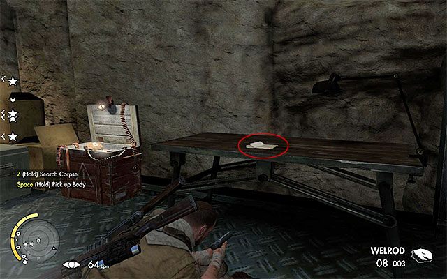 Sprawdź stół sąsiadujący ze skrzynią z wyposażeniem - Dzienniki wojenne | Sekrety - Misja 8 | Sniper Elite III Afrika - Sniper Elite III: Afrika - poradnik do gry