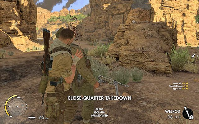 Pierwszy napotkany żołnierz - Zniszczenie pierwszej wyrzutni rakietowej | Misja 6 - Kasserine Pass - Sniper Elite III: Afrika - poradnik do gry
