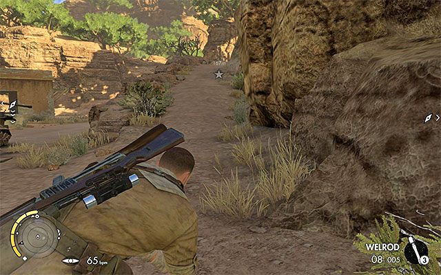 Ścieżka prowadząca na wzgórze na południe od wyrzutni - Zniszczenie pierwszej wyrzutni rakietowej | Misja 6 - Kasserine Pass - Sniper Elite III: Afrika - poradnik do gry
