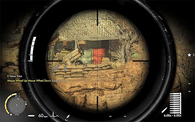 Wyrzutnię możesz zniszczyć np. trafiając w wybuchową beczkę - Zniszczenie pierwszej wyrzutni rakietowej | Misja 6 - Kasserine Pass - Sniper Elite III: Afrika - poradnik do gry