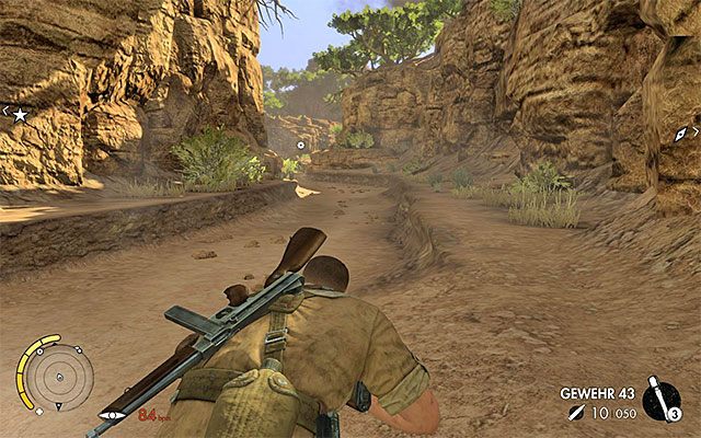 Jedna z możliwych ścieżek znajduje się na południe od miejsca rozpoczęcia misji - Zniszczenie drugiej wyrzutni rakietowej | Misja 6 - Kasserine Pass - Sniper Elite III: Afrika - poradnik do gry