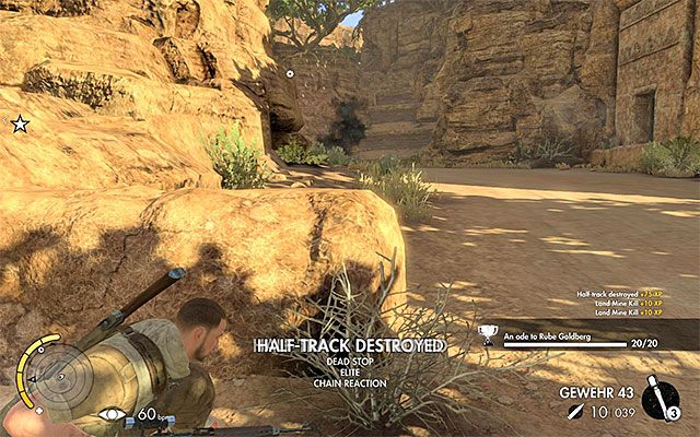 Użyj miny lub dynamitu żeby zniszczyć drugi transporter opancerzony - Pozbycie się przeciwników broniących świątyni | Misja 6 - Kasserine Pass - Sniper Elite III: Afrika - poradnik do gry