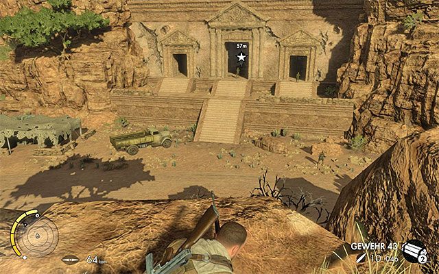 Atakuj wrogów ze wzgórza - Pozbycie się przeciwników broniących świątyni | Misja 6 - Kasserine Pass - Sniper Elite III: Afrika - poradnik do gry