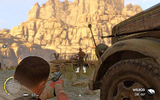 Wrogów najlepiej zlikwidować z użyciem broni z tłumikiem - Zniszczenie drugiej artylerii | Misja 3 - Halfaya Pass | Sniper Elite III Afrika - Sniper Elite III: Afrika - poradnik do gry
