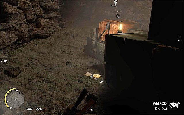 Dziennik wojenny jest za skrzyniami, w niewielkiej jaskini - Zniszczenie drugiej artylerii | Misja 3 - Halfaya Pass | Sniper Elite III Afrika - Sniper Elite III: Afrika - poradnik do gry