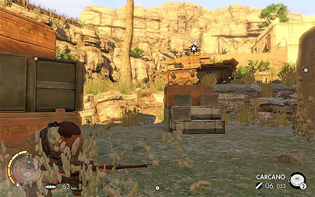 Pamiętaj o tym żeby unikać wykrycia przez załogę wrogiej maszyny - Zniszczenie wrogiego czołgu | Misja 3 - Halfaya Pass | Sniper Elite III Afrika - Sniper Elite III: Afrika - poradnik do gry