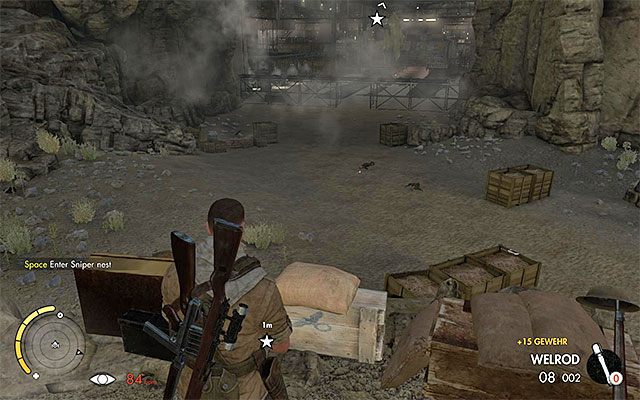 Gniazdo snajperskie - Oddanie strzału z gniazda snajperskiego | Misja 8 - Ratte Factory - Sniper Elite III: Afrika - poradnik do gry