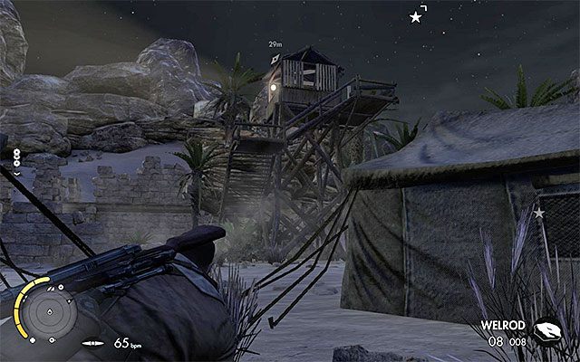 Gniazdo snajperskie znajduje się w wieży z reflektorem - Dalekie strzały | Sekrety - Misja 2 | Sniper Elite III Afrika - Sniper Elite III: Afrika - poradnik do gry